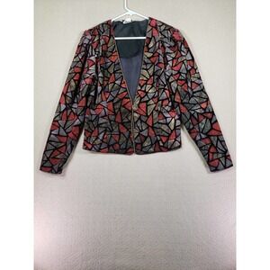 Vintage Matinee Sweater Womens 10 Textured Geometric Button Long Sleeve EUC